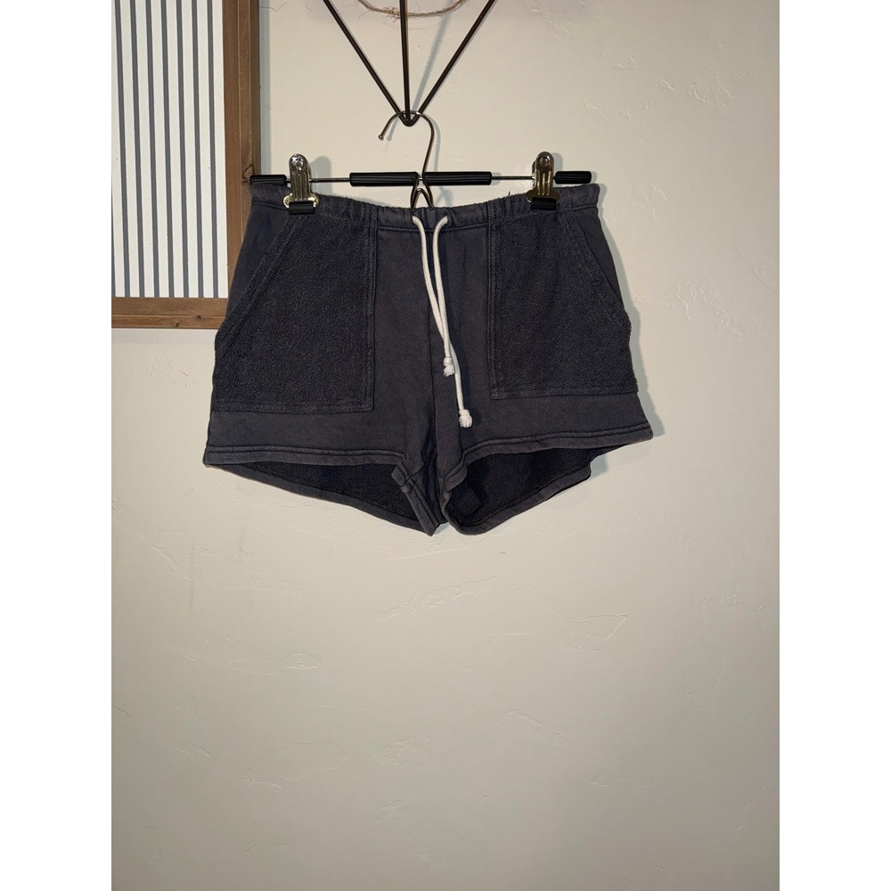 Aerie Charcoal Gray French Terry Sweat Shorts Small Drawstring Dolphin Hem